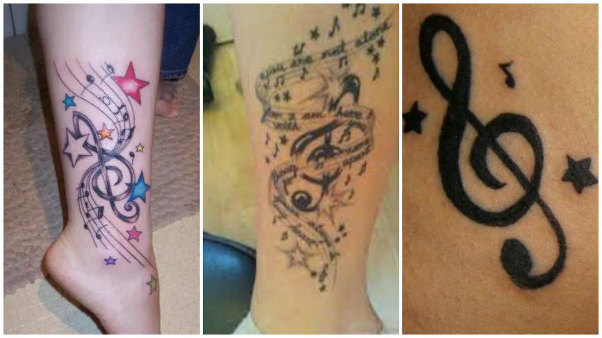 Musical notes temporary tattoo set (4 pieces)